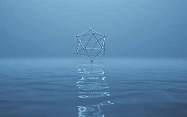 Structure lines with water surface, 3d rendering.