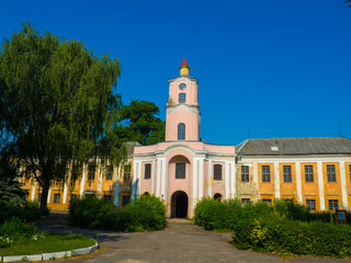 Fototapeta na wymiar The old Olyka Castle with tower, Volyn region, Ukraine. Radziwill estate.