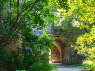 Ruins of the old Klevan Castle among the thickets, Rivne region, Ukraine.