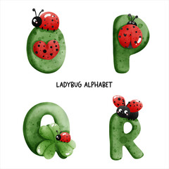 ladybug watercolor alphabet. Vector illustration © ChonnieArtwork 