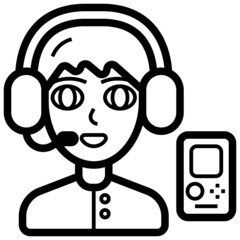 Gamer line icon,linear,outline,graphic,illustration