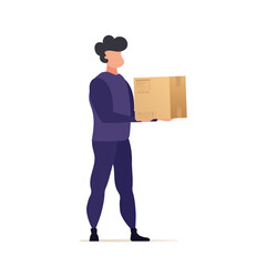 Man with a box. Delivery concept. Isolated. Vector.