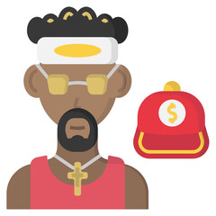 Rapper flat icon,linear,outline,graphic,illustration