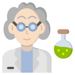 Scientist flat icon,linear,outline,graphic,illustration