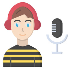 Streamer flat icon,linear,outline,graphic,illustration