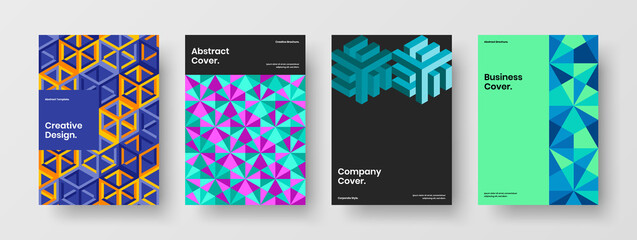 Isolated geometric tiles company identity layout collection. Creative pamphlet design vector concept composition.