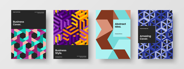 Colorful mosaic shapes booklet illustration set. Premium presentation vector design layout collection.