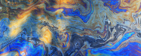 multicolored spot gasoline abstract background, abstract oil spill on water