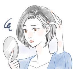 白髪に悩むミドル女性