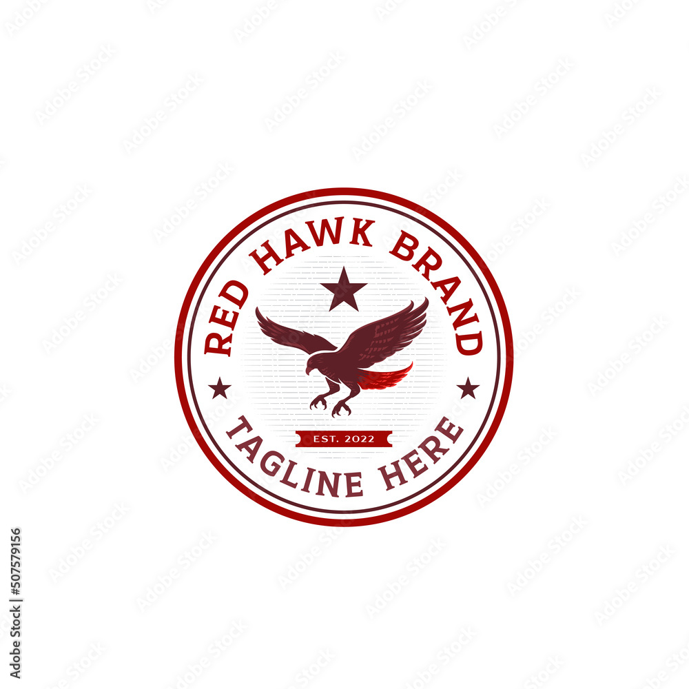 Poster flying red eagle logo design template