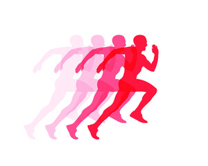 Naklejka na ściany i meble Running man silhouette icon shape symbol. Sport athlete people sign logo. Vector illustration image. Isolated on white background.