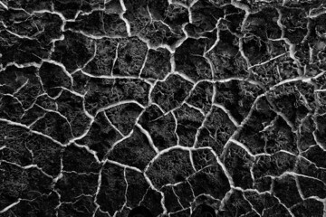 abstract black background with white cracks overlay ground cracked drought, old paint