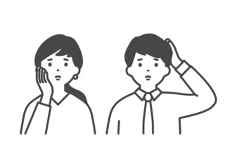 悩んでいる男女　Men and women in distress