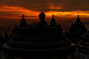 Sunrise Borobudur religious temple at sunrise Indonesia Asia