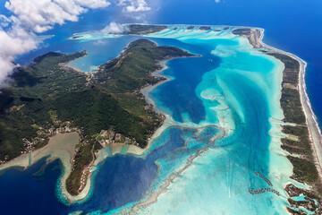 Aerial Bora Bora Island French Polynesia Pacific Atoll