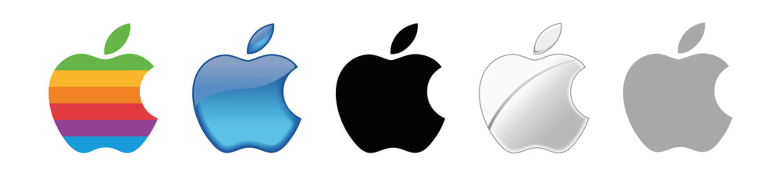 Evolution of the Apple Logo, vector editorial illustration