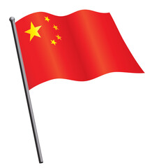 chinese flag of china waving on flagpole