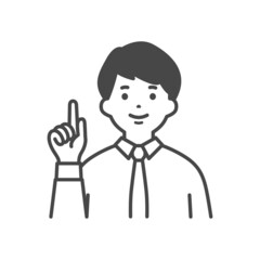 説明をする男性　Man giving an explanation