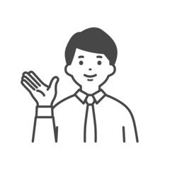 説明をする男性　Man giving an explanation