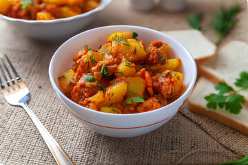 healthy breakfast in a plate on the table