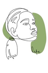 Elegance vector illustration of young woman's face.