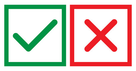 Set of Check and cross mark, yes and no symbol vector illustration, bad good choice