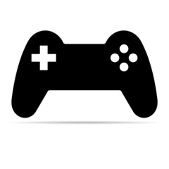 Console gaming gamepad icon shadow, joystick gadget technology button vector illustration, play fun game © koblizeek