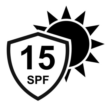 Sun protection factor 15 icon, uv radiation block symbol, sun protect skin vector illustration