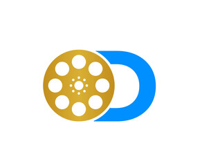D letter film reel logo