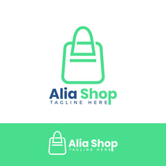 Letter A shop and mart logo with bag icon for e commerce and store logo