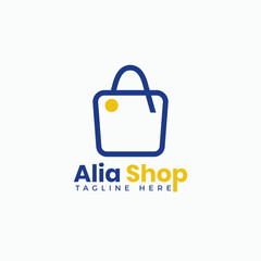 Letter A shoping logo with bag and dot icon for e commerce and store logo