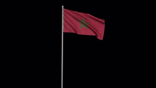 Morocco flag, 4k video background is transparent
