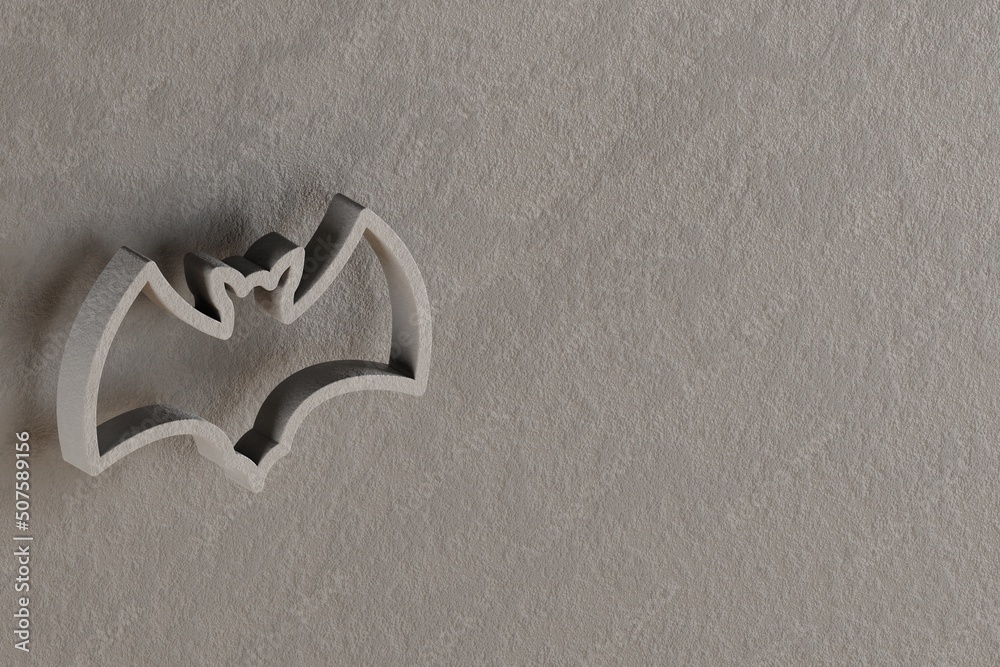 Aufkleber beautiful abstract illustrations gray halloween bat symbol icons on a gray wall background. 3d rende
