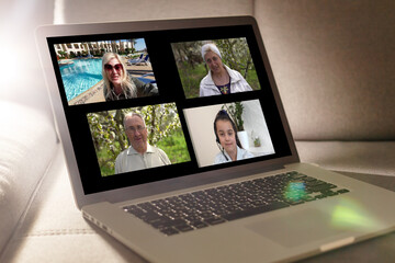 Fototapeta na wymiar video call from home, screen, Webcam, communicate online