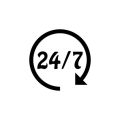 24 hours circular symbol icon isolated on white background