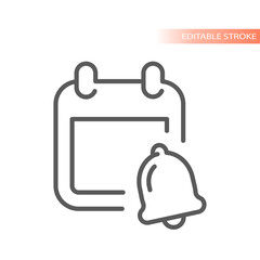 Calendar and bell reminder line vector icon. Time management, schedule and business task outlined symbol.