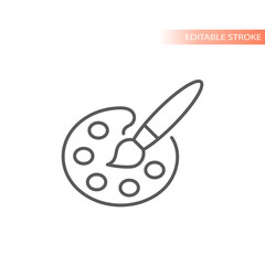 Color palette and paintbrush line vector icon. Paint brush outlined symbol.