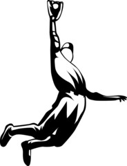 a silhouette vector illustration of a baseball athlete catching a ball.