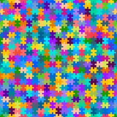 Seamless colorful pattern with puzzles, jigsaw, childrens pattern background