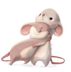 cute watercolor mouses - lovely hugs