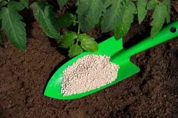 Complex chemical fertilizer. Nitrogenous fertilizer.Fertilizer granules.Chemical fertilizer in...