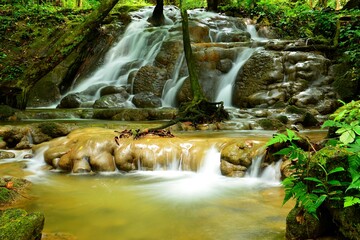 SaNangManora Waterfall in the southern forest of PhangNga province, Thailand. 