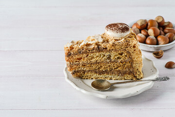 meringue cake with nut cream