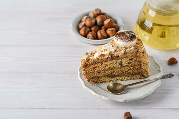 meringue cake with nut cream