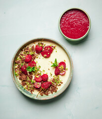 White chocolate mousse with strawberry