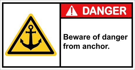 Please be careful in this area where the anchor is dropped,Danger sign.
