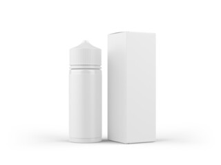 Naklejka premium Vape liquid White Blank Bottle and Box Mockup