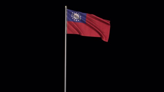 Myanmar Burma flag, 4k video background is transparent