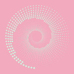Halftone circle vector frame with abstract random dots, logo emblem, design element. Optical art pattern. Round border icon using halftone circle dots. Optical illusion background.