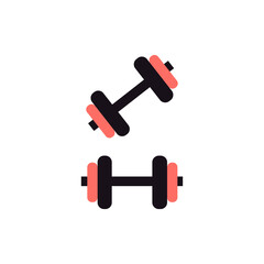Set of dumbbell icons isolated on white. Sport equipment. Flat vector illustration.